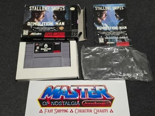 SNES DEMOLITION MAN Complete CIB Box Game Super Nintendo Stallone Movie Rare