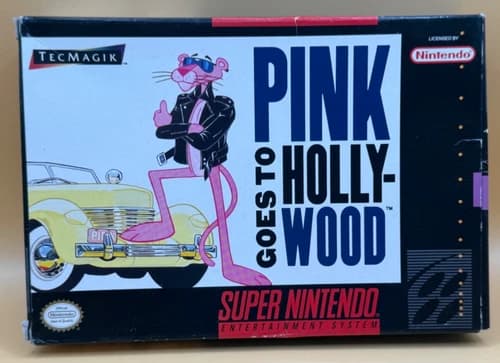 Pink Goes to Hollywood (SNES Super Nintendo Entertainment System, 1993) CIB, VG+