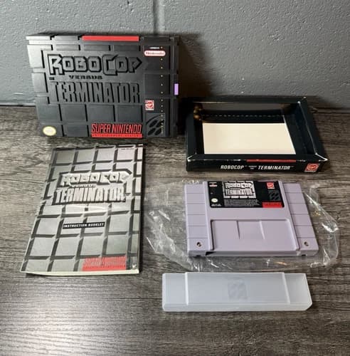 RoboCop vs. The Terminator Super Nintendo SNES CIB Rare Plastic Box