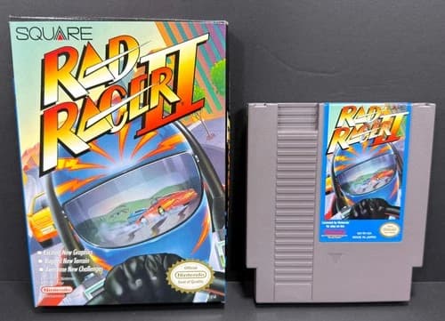 1989 Rad Racer II Nintendo NES Video Game Cartridge in Box w/ Booklet ~ Square