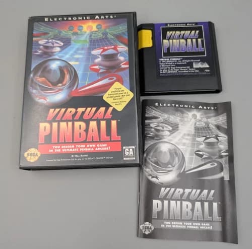 Virtual Pinball (Sega Genesis, 1993) Complete, Tested, Working