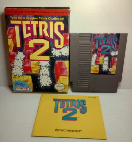 Tetris 2 NES Nintendo Entertainment System Complete W/ Manual Dust Case Game Box