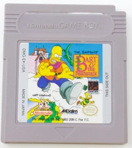The Simpsons: Bart and the Beanstalk - Nintendo Gameboy. Tested & Working.