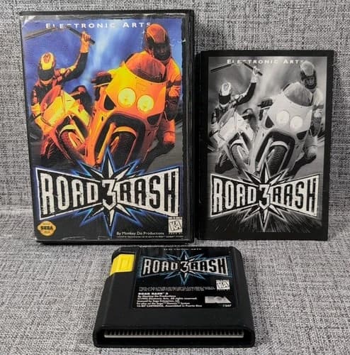 Road Rash 3 (Sega Genesis, 1995) Complete W/ Manual Tested Working Artwork Wear