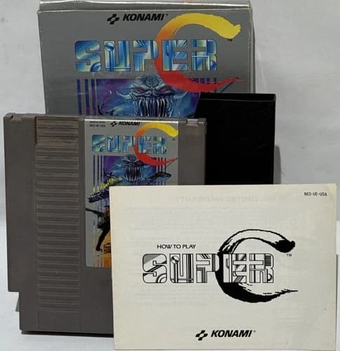 Super C Contra NES (Cartridge, Box, Manual, and Sleeve)