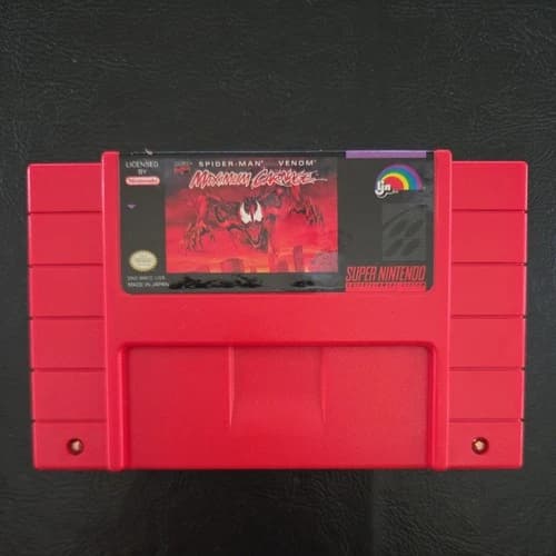 Spider-Man and Venom Maximum Carnage Super Nintendo SNES Red Cartridge Authentic