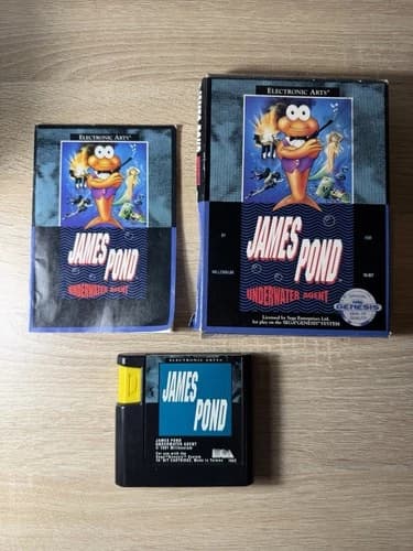 James Pond: Underwater Agent Sega Genesis Complete With Manual CARDBOARD BOX
