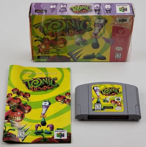 Tonic Trouble (Nintendo 64, N64) - Complete in Box w/ Manual - CIB - TESTED!