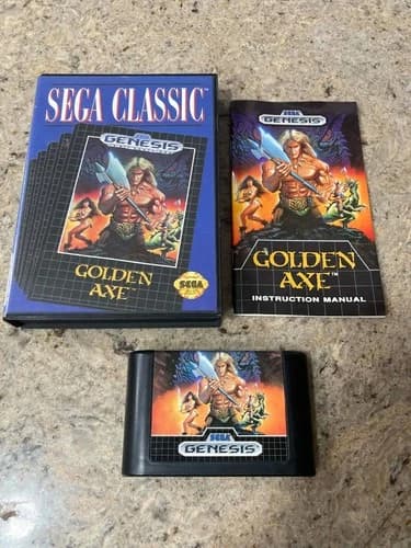 Golden Axe (Sega Genesis, 1989) CIB Complete with Manual Tested Clean