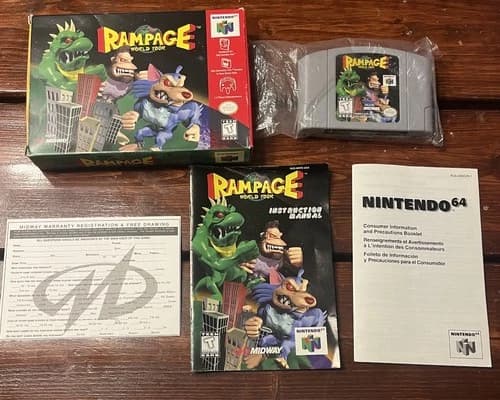 Rampage World Tour Nintendo 64 N64 Complete In Box CIB Authentic Clean Tested