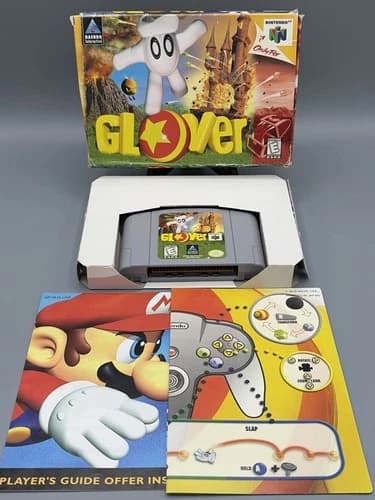 Glover N64 Nintendo 64 CIB -GREAT Condition w/ RARE Control Card! Tested✅