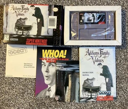 Addams Family Values Super Nintendo Game SNS006 Complete NIB Opened