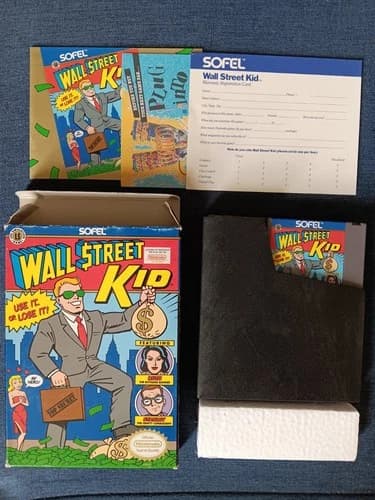 Wall Street Kid (SOFEL, 1990) NES w/ Box, Manual, Reg. Card, Tested & Working