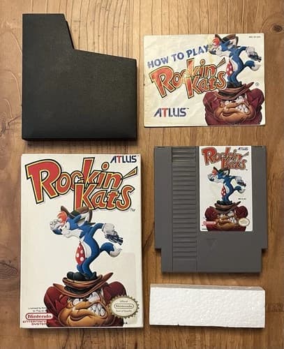 Rockin’ Kats NES Atlus RARE Nintendo 1991 Box Manual And Cartridge TESTED Nice!