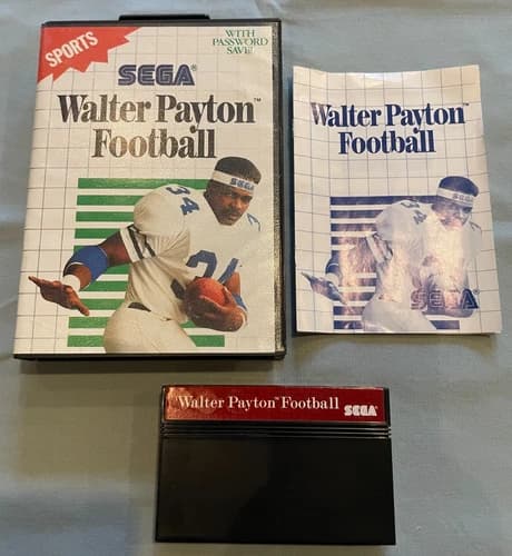 WALTER PAYTON FOOTBALL Sega Master System Video Game COMPLETE in Original Case!