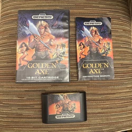 SEGA GENESIS GOLDEN AXE CIB COMPLETE ORIGINAL 1989 TESTED WORK