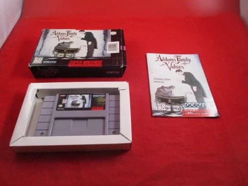 The Addams Family Values Super Nintendo SNES COMPLETE w/ Box manual WORKS! Adams