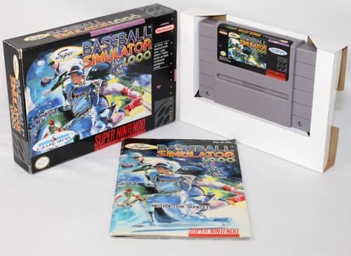 Super Baseball Simulator 1.000 SNES Complete CIB! Good Condition! Nice!