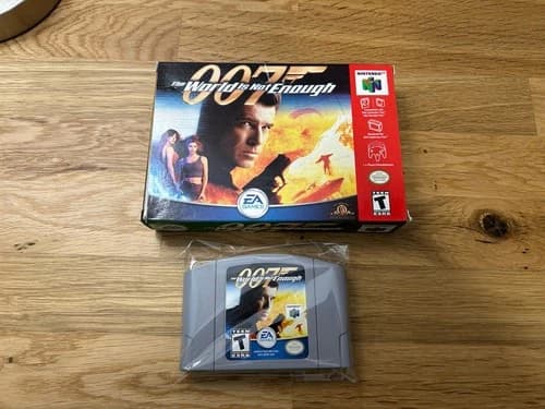 007 The World Is Not Enough (Nintendo N64, 2000) Complete w/ Box Grey Cart