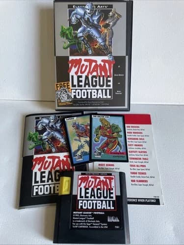 Mutant League Football Sega Genesis • Complete in Box CIB W/ Trading Cards