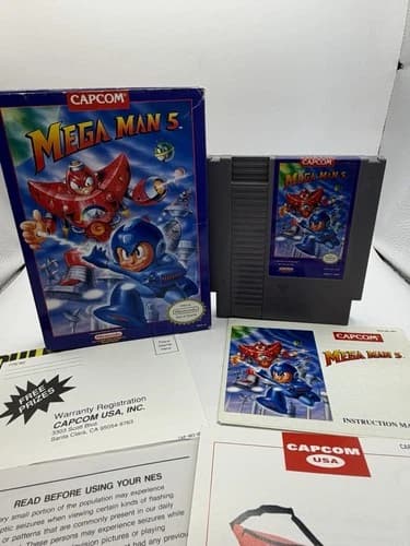 Mega Man 5 Nintendo NES Complete CIB Great Shape