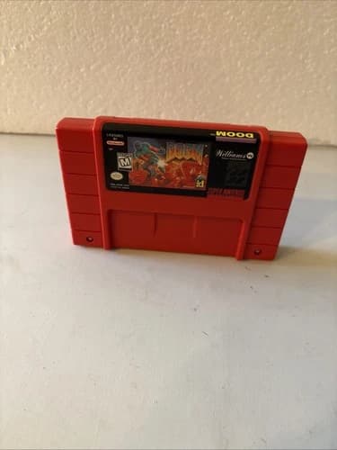 Doom Super Nintendo SNES Red Cartridge, 1995, Tested