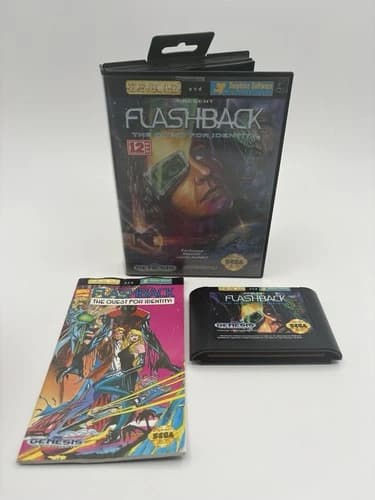 Flashback: The Quest for Identity Sega Genesis CIB W/ Manual - Tested Works!