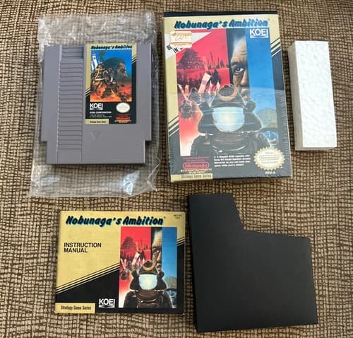 Nobunaga's Ambition (NES, 1989) COMPLETE IN BOX CIB CARTRIDGE RARE