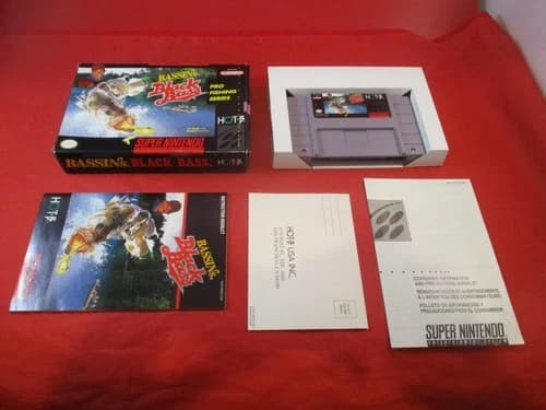 Bassin's Black Bass (Super Nintendo SNES) COMPLETE w/ Box manual game WORKS!
