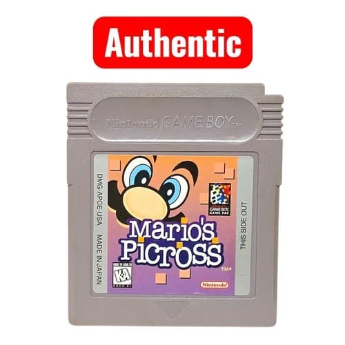 Mario's Picross (Nintendo Game Boy 1995) Authentic Tested L28