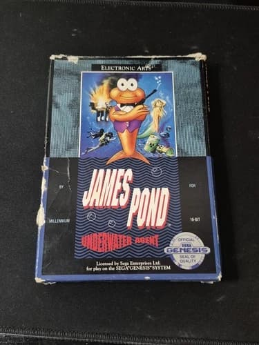 James Pond: Underwater Agent Sega Genesis Complete With Manual CARDBOARD BOX