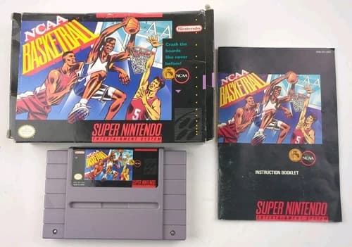 NCAA Basketball Super Nintendo SNES Complete In Box CIB Tested Working