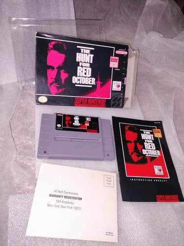 The Hunt for Red October (Super Nintendo, SNES) Cart, Box, Manual, Registration