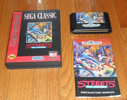 SEGA CLASSIC GENESIS GAME STREETS OF RAGE - GAME/BOX/INSTRUCTION MANUAL/COMPLETE