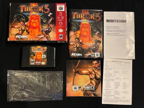 Turok 3: Shadow of Oblivion (Nintendo 64, 2000) Box Manual Complete CIB N64