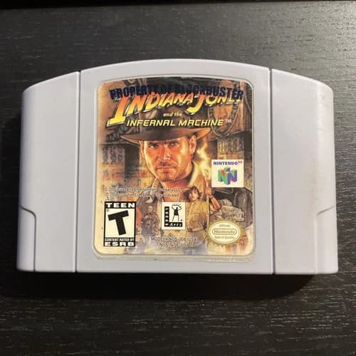 Indiana Jones and the Infernal Machine N64 Cartridge PROPERTY OF BLOCKBUSTER
