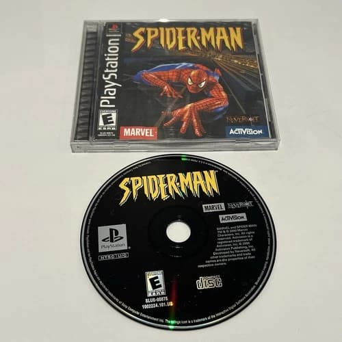 Spider-Man (Sony PlayStation 1 PS1, 2000) CIB Complete in Box Black Label READ