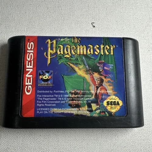 Original Sega Genesis Video Game The Pagemaster Page Master Works