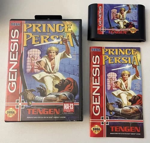 COMPLETE Prince of Persia SEGA GENESIS Tengen CIB Manual