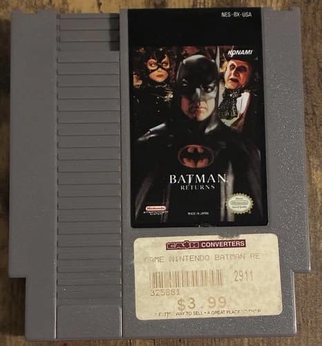 Batman Returns(Nintendo NES 1993)Cart Only-TESTED-WITH ORIGINAL PRICE STICKER