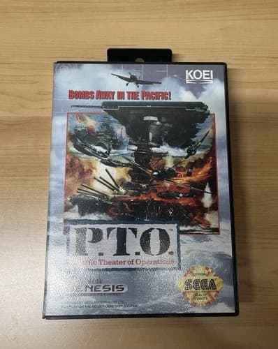P.T.O. Pacific Theater Of Operations Game CIB W/Reg Card - SEGA GENESIS KOEI
