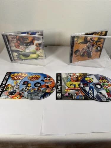 CTR Crash Team Racing and Crash Bash PS1 PlayStation 1 Complete CIB Black Label