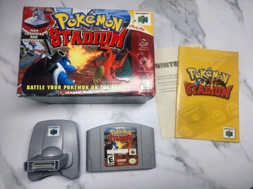 Pokemon Stadium w/ Transfer Pak. N64 Nintendo 64 CIB Tested Authentic. Very Good