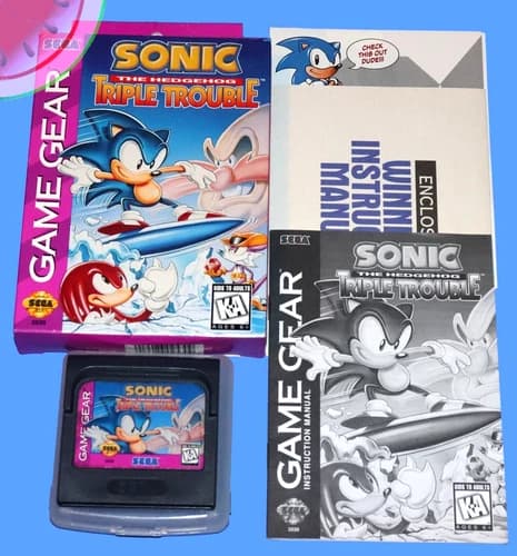 TESTED Sega GAME GEAR Game SONIC THE HEDGEHOG TRIPLE TROUBLE 100% Complete CIB