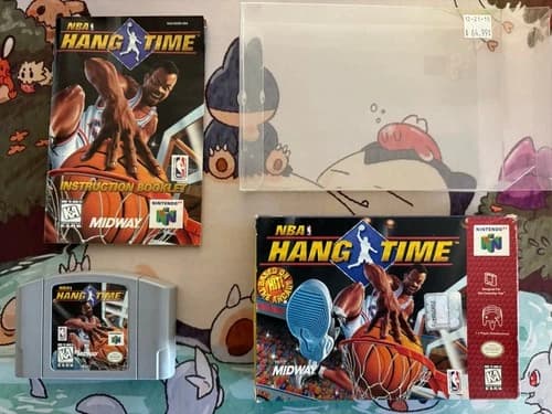 NBA HangTime (Nintendo 64, 1997) with box and booklet manual CIB complete