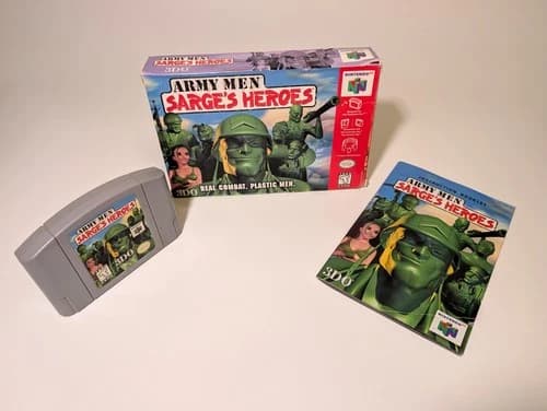 Army Men Sarge's Heroes - Nintendo 64 N64 - w/ Box, Manual - Tested Working
