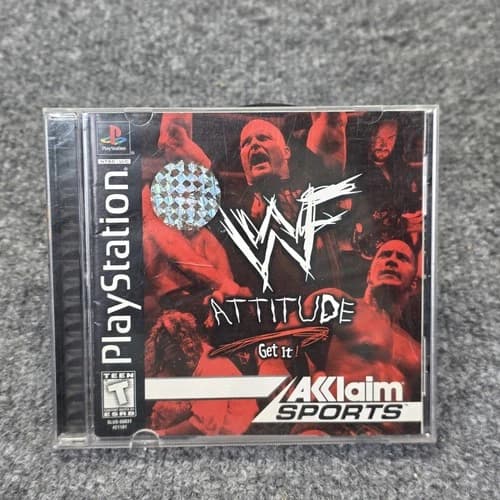 WWF Attitude Black Label Acclaim Sony Playstation 1 PS1 COMPLETE-