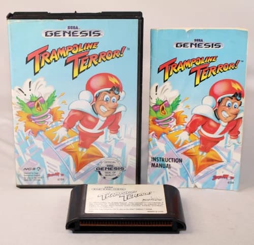 Trampoline Terror! Sega Genesis Complete CIB! Authentic! Good Condition! Rare!