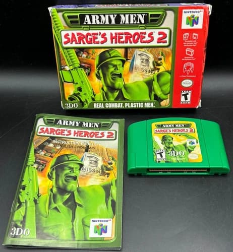 Army Men Sarge's Heroes 2 Nintendo 64 N64 CIB Complete W/ Manual Authentic