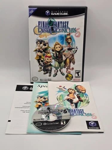 Final Fantasy Crystal Chronicles (GameCube, 2004) Black Label CIB Tested